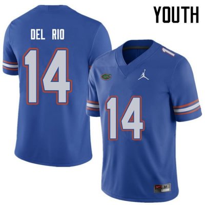 Youth Florida Gators #14 Luke Del Rio NCAA Jordan Brand Royal Authentic Stitched College Football Jersey JQK7662SD